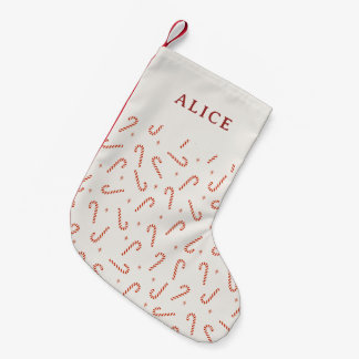 Red Candy Cane Stars Festive Small Christmas Stocking
