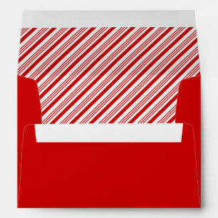 Red Candy Cane Stripes Christmas Holiday Mailing Envelope