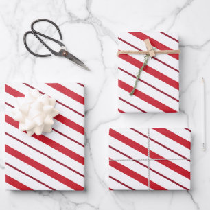 Red Candy Cane Stripes Christmas Wrapping Paper