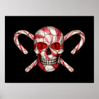 Red Candy Cane Sugar Skull Colourful Posters