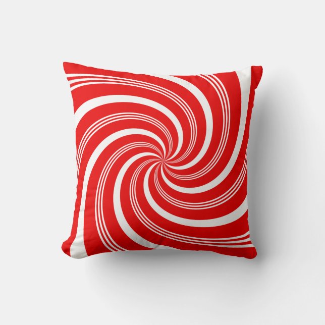 Red Candy Cane Twirl Cushion (Front)