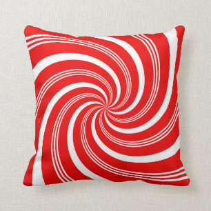 Red Candy Cane Twirl Cushion