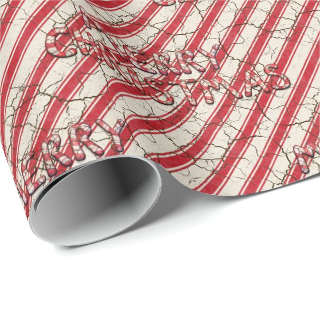 Red Candy Cane  Wrapping Paper (Roll Corner)