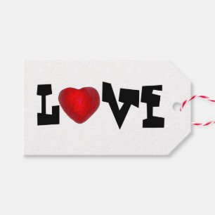 Red Candy Heart LOVE Valentine's Day Gift Tag