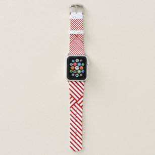 Red Candy Stripes Weave Pattern Apple Watch Band