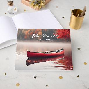 Red Canoe On Autumn Lake Guest Book