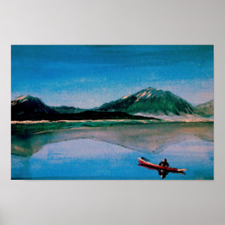 Red Canoe on Dillon Lake Poster