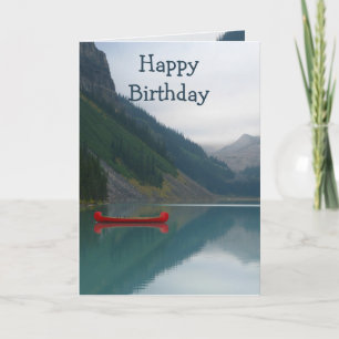Red Canoe Peaceful Lake Birthday Wilderness  Card