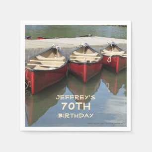 Red Canoes 70th Birthday Party Name Paper Napkin