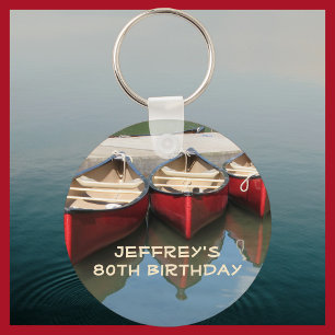 Red Canoes 80th Birthday Personalised Keychain