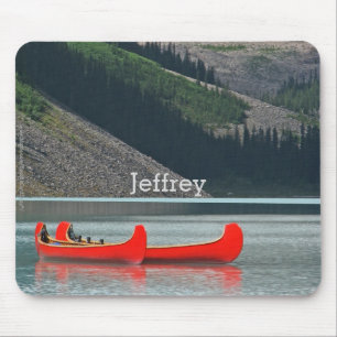 Red Canoes, Lake, Mountains Custom Mousepad