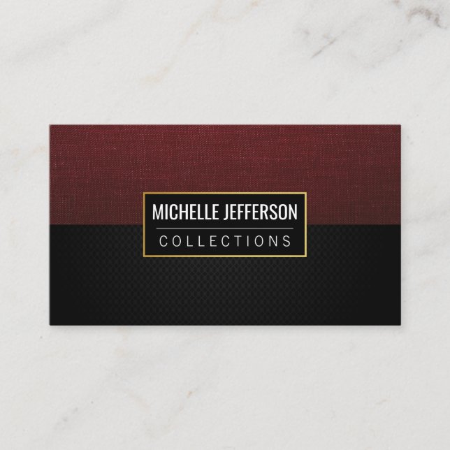 Red Canvas Fabric | Black Mesh Business Card (Front)
