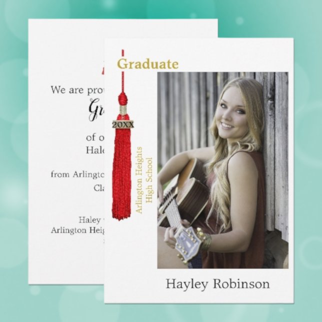 Red Cap Graduation Photo  Announcement (Creator Uploaded)