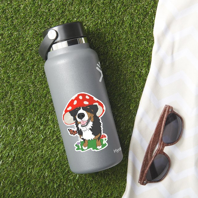 Red Cap Mushroom Bernese Mountain Dog  (HydroFlask Insitu)