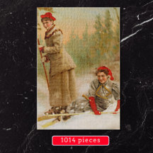 red cap women on a ski tour