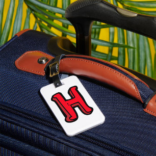Red Capital Letter H  Luggage Tag
