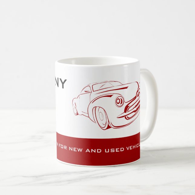 Red Car Logo, Auto Dealership Advertising Coffee Mug (Front Right)