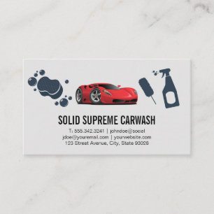 Red Car Logo Car Wash Tools Business Card