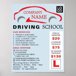 Red Car Logo, Driving School, Instructor Advert Poster