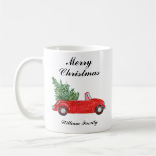Red Car Merry Christmas Custom Name Coffee Mug