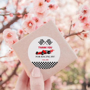 Red Car Race  Baby shower Classic Round Sticker