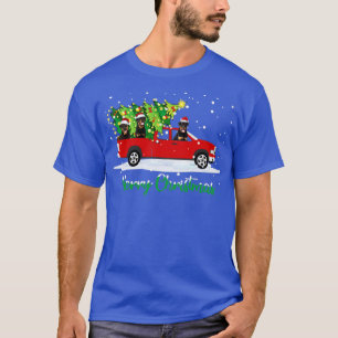 Red Car Truck Christmas Tree Funny Santa Xmas Rott T-Shirt