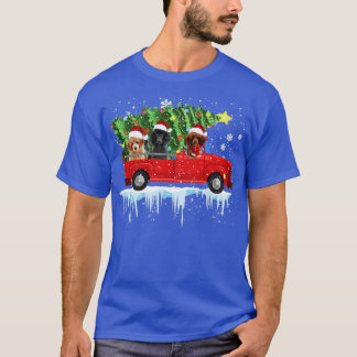 Red Car Truck Christmas Tree Merry Christmas Poodl T-Shirt