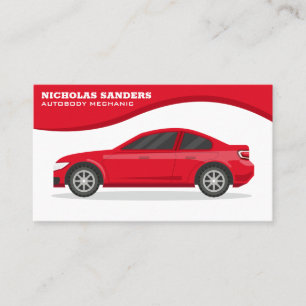 Red Car Wave Background Business Card