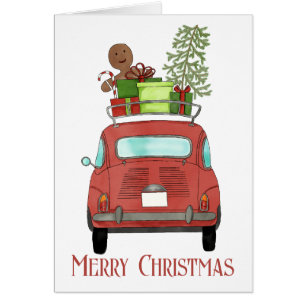 Red car with Christmas gifts