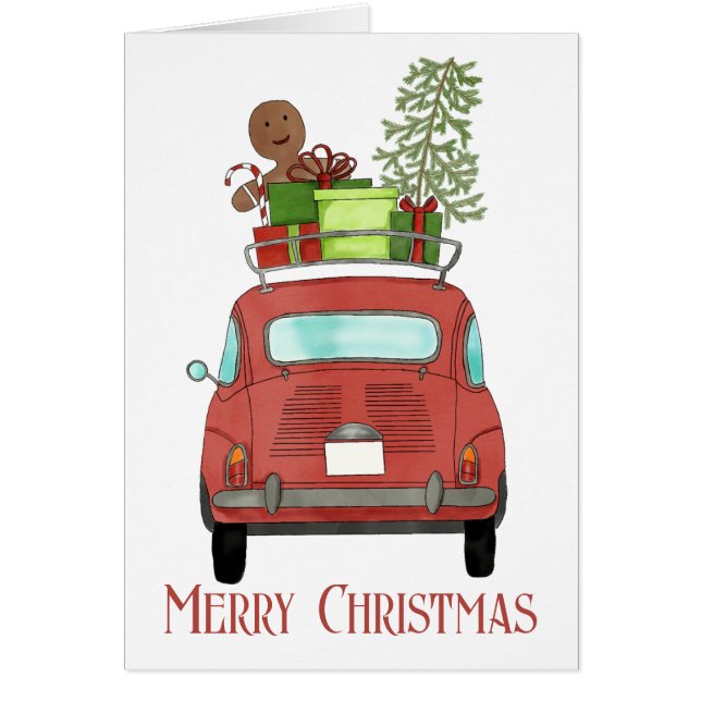 Red car with Christmas gifts (Front)