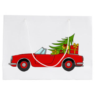 Red Car with Christmas Gifts Large Gift Bag