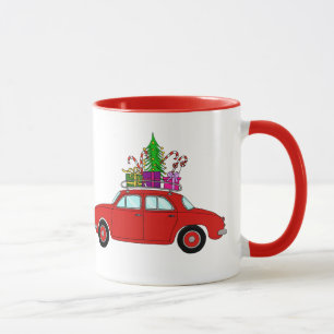 Red Car with Christmas Gifts Mug