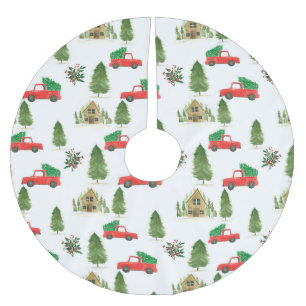 Red Car with Christmas Tree Holiday Tree Skirt