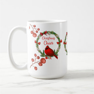 Red Cardinal and Berries Christmas Cheer Mug