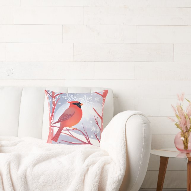 Red Cardinal | Beautiful Watercolor Painting Cushion (Couch)