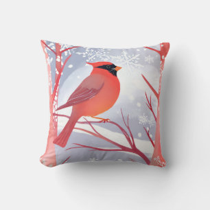 Red Cardinal Beautiful Watercolor Painting Cushion