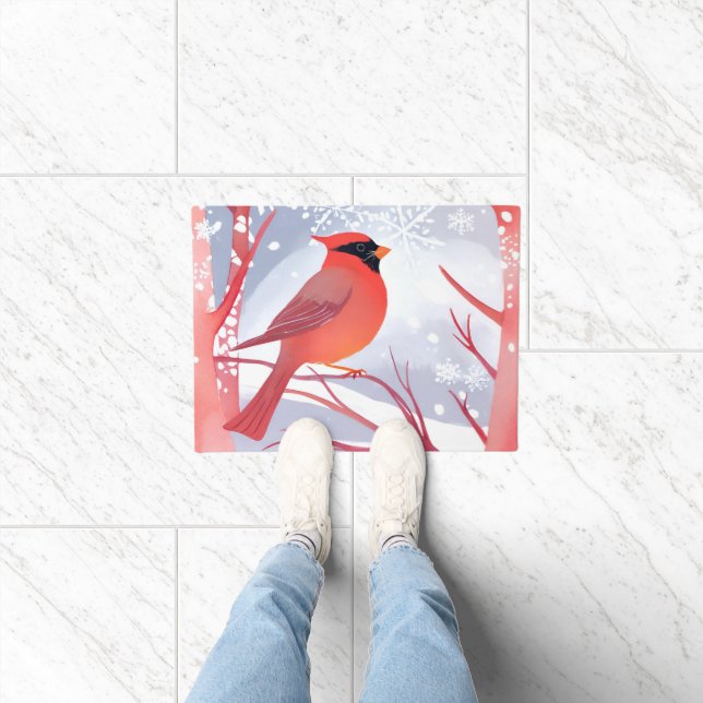 Red Cardinal | Beautiful Watercolor Painting Doormat (Indoor)