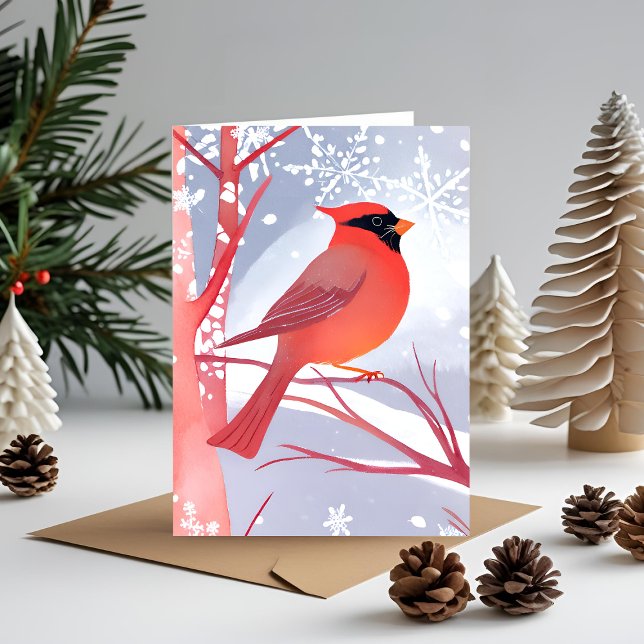 Red Cardinal | Beautiful Watercolor Painting Holiday Card (Creator Uploaded)