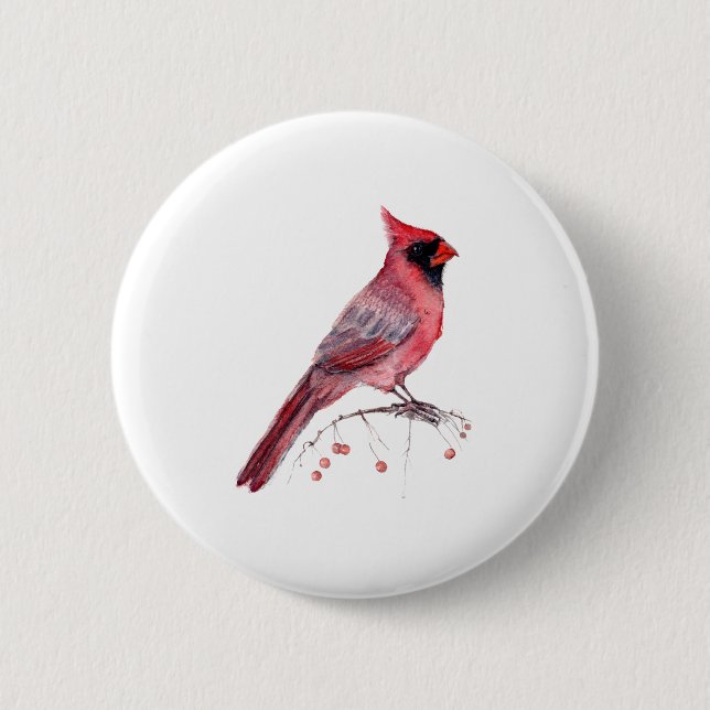 Red Cardinal Bird 6 Cm Round Badge (Front)
