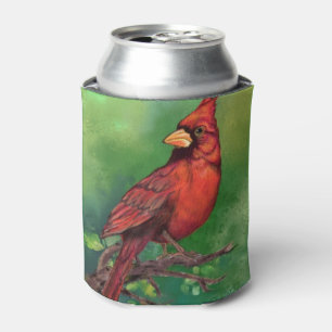 Red Cardinal Bird Can Cooler