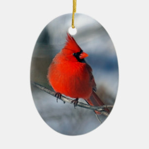 Red Cardinal Bird Ceramic Ornament