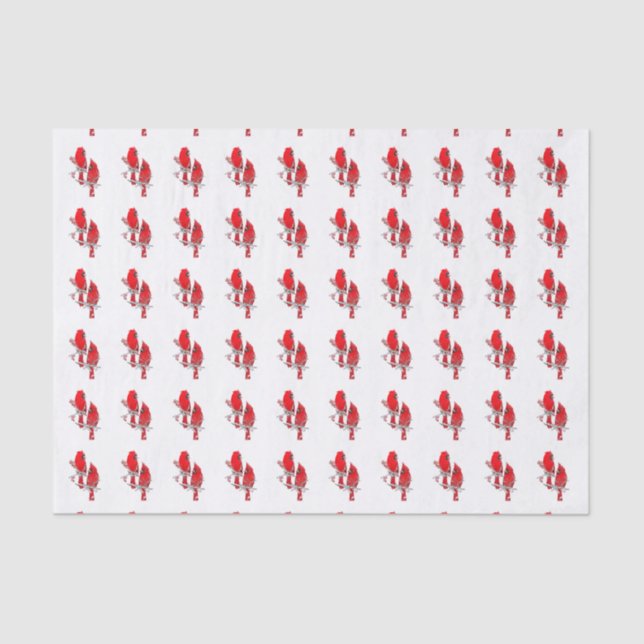 Red Cardinal Bird Christmas Tissue Paper (Front)
