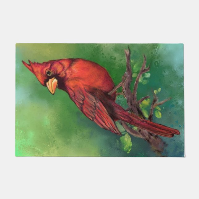 Red Cardinal Bird Doormat (Front)