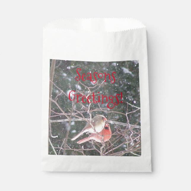 Red Cardinal Bird Favour Bag (Front)