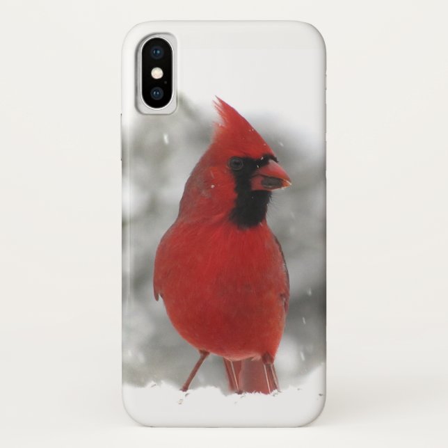 Red Cardinal Bird iPhone X Case (Back)