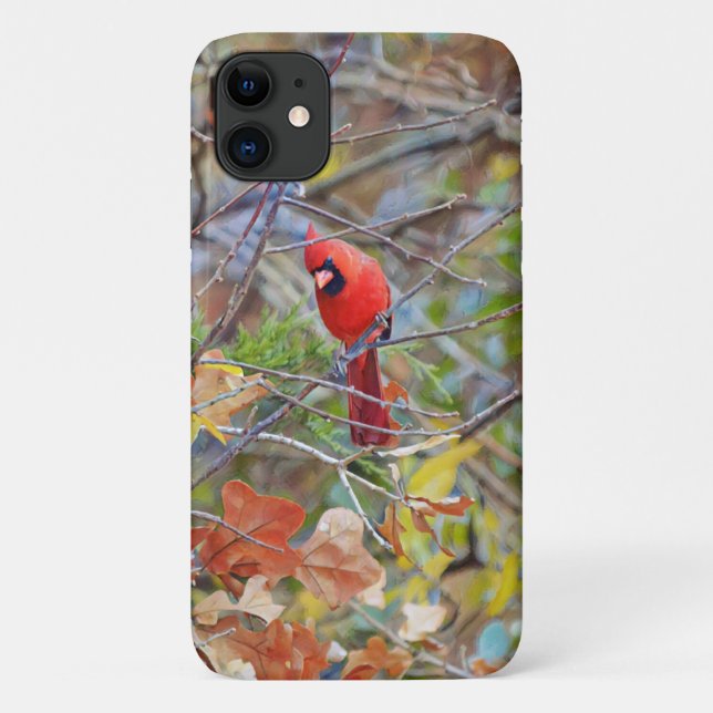 Red Cardinal Bird Nature Art Phone Case (Back)