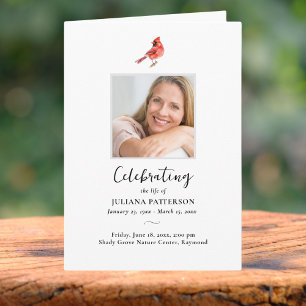 Red Cardinal Bird, Order of Service Funeral Photos Program