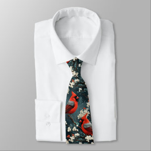 Red Cardinal Bird Pattern Tie