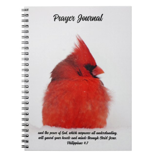 Red Cardinal Bird Peace in Snow Prayer Journal (Front)