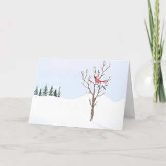 Red Cardinal Bird Peace On Earth Family Holiday Card